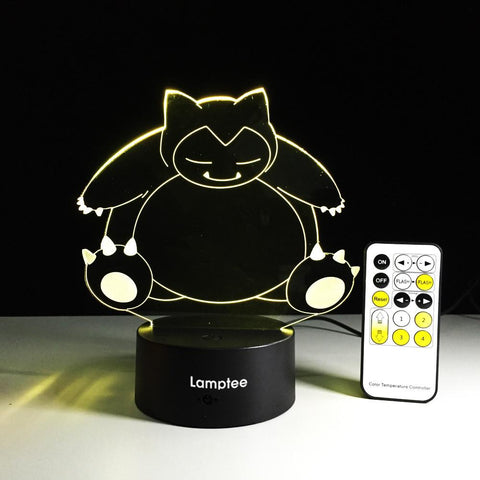 Image of Anime Cute Pokemon Snorlax 3D Illusion Lamp Night Light 3DL276