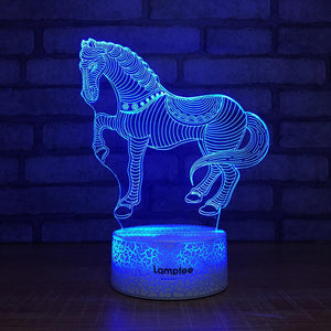 Crack Lighting Base Animal Horse 3D Illusion Lamp Night Light 3DL279