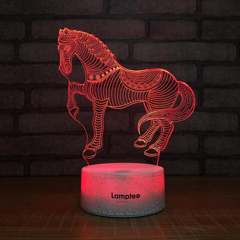 Image of Crack Lighting Base Animal Horse 3D Illusion Lamp Night Light 3DL279