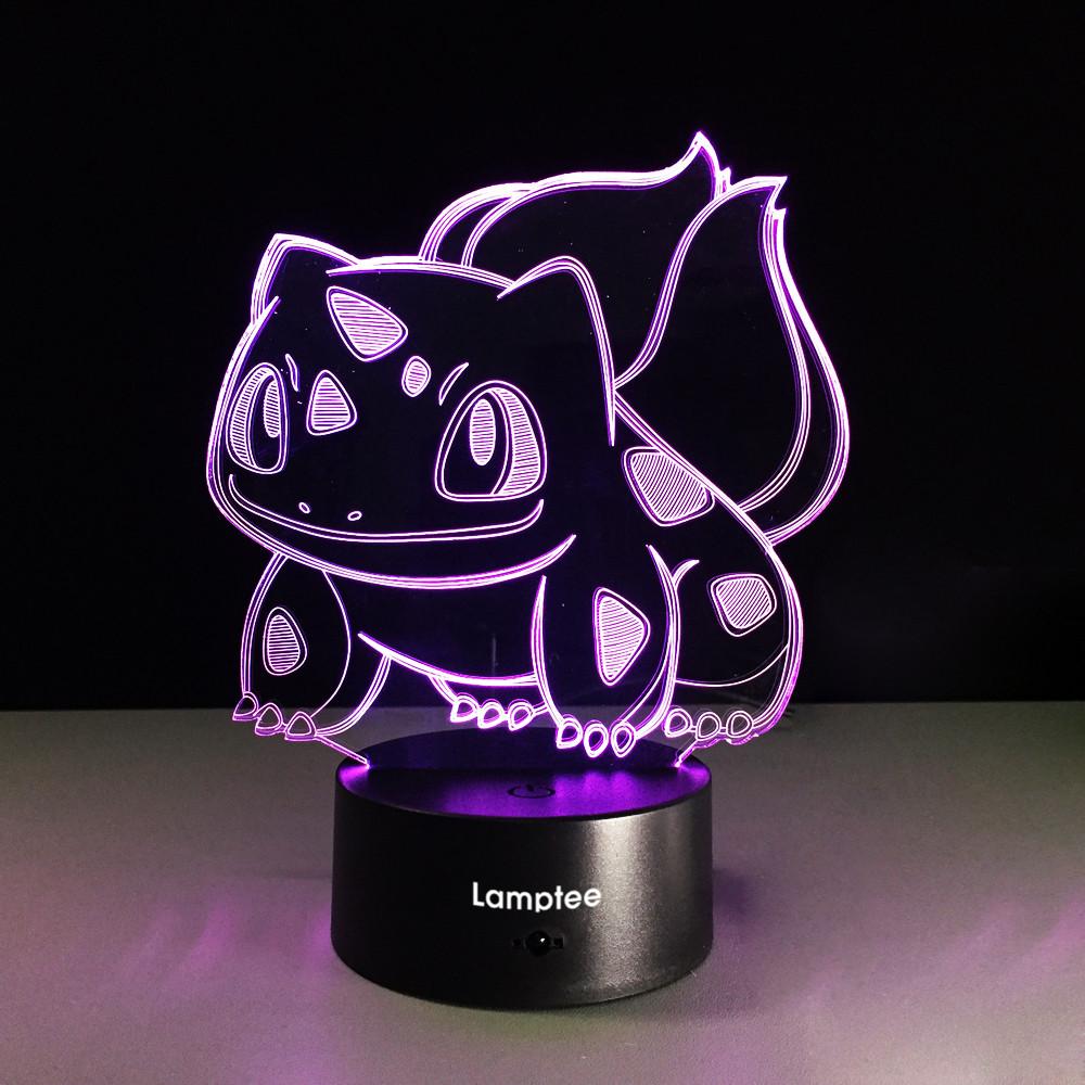 Anime Cute Pokemon Bulbasaur 3D Illusion Lamp Night Light 3DL287