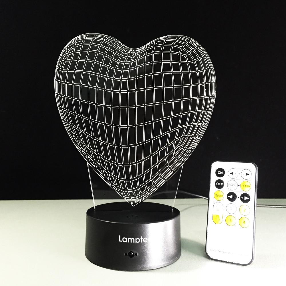 Festival Romantic Love Heart 3D Illusion Lamp Night Light 3DL300