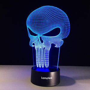 Art 3D Figure Punisher Hero Skull 3D Illusion Lamp Night Light 3DL319