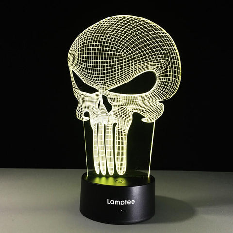 Image of Art 3D Figure Punisher Hero Skull 3D Illusion Lamp Night Light 3DL319