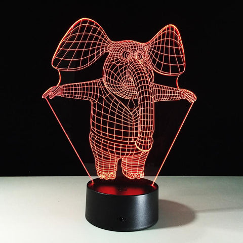 Image of Animal Cartoon Elephant Shaped 3D Illusion Night Light Lamp 3DL333