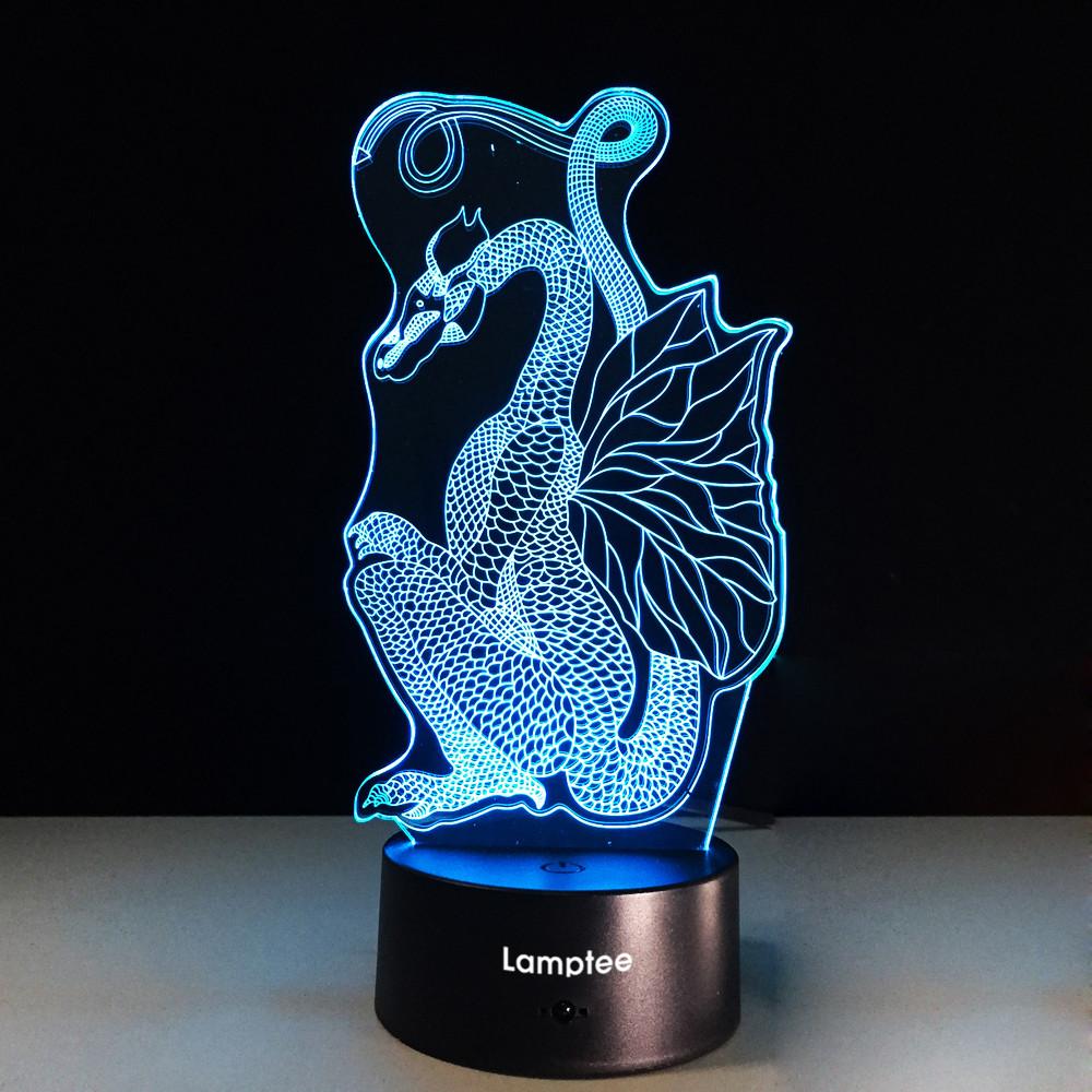 Animal Dragon Shape 3D Illusion Lamp Night Light 3DL334