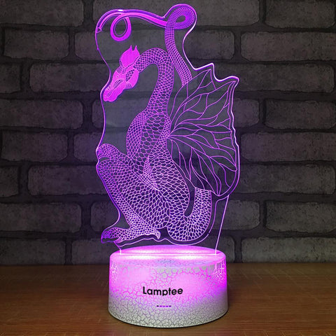 Image of Crack Lighting Base Animal Dragon Shape 3D Illusion Lamp Night Light 3DL334