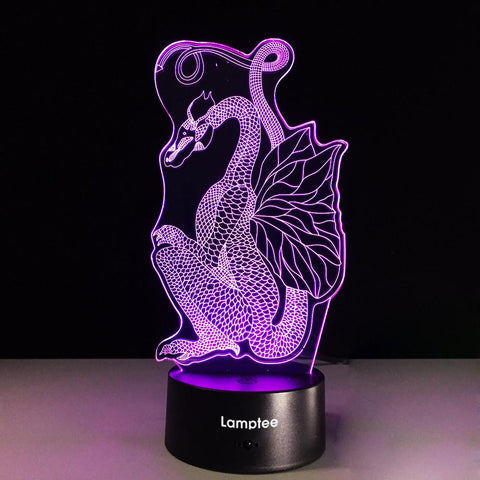 Image of Animal Dragon Shape 3D Illusion Lamp Night Light 3DL334