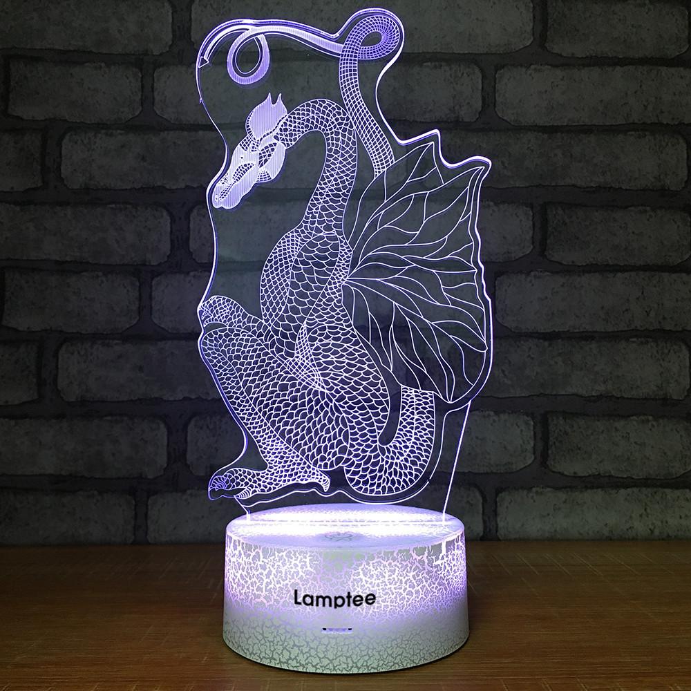 Crack Lighting Base Animal Dragon Shape 3D Illusion Lamp Night Light 3DL334