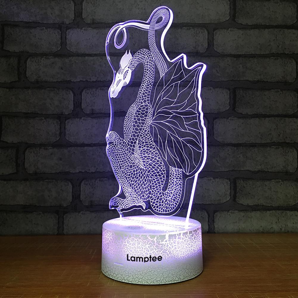 Crack Lighting Base Animal Dragon Shape 3D Illusion Lamp Night Light 3DL334