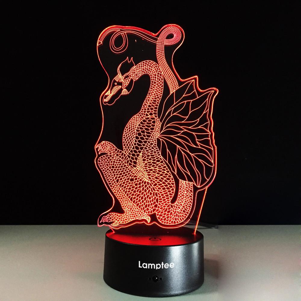 Animal Dragon Shape 3D Illusion Lamp Night Light 3DL334