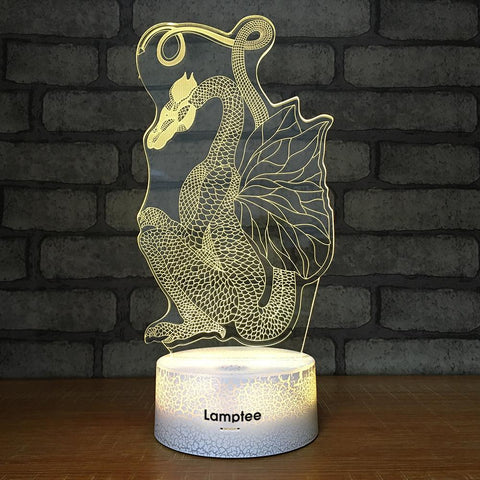 Image of Crack Lighting Base Animal Dragon Shape 3D Illusion Lamp Night Light 3DL334