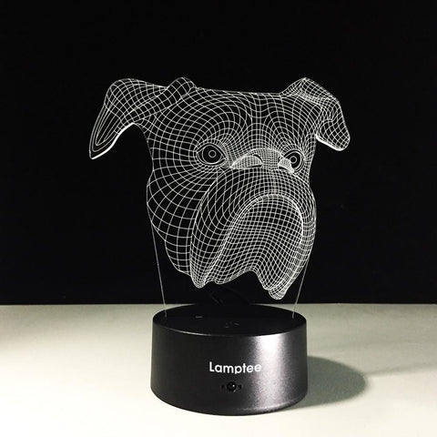 Image of Animal Shar Pei Dog Head 3D Illusion Lamp Night Light 3DL341