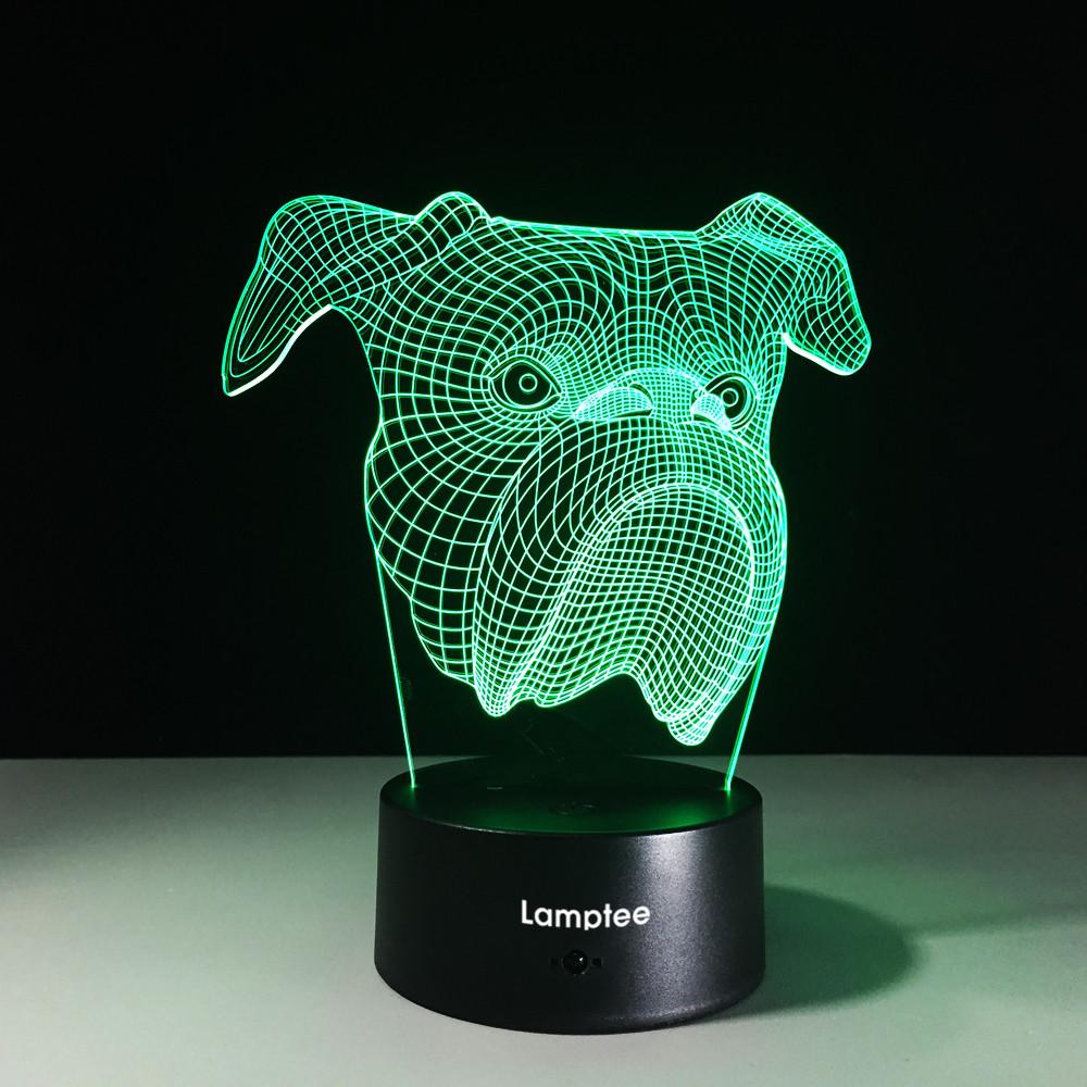 Animal Shar Pei Dog Head 3D Illusion Lamp Night Light 3DL341