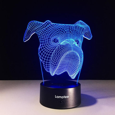 Image of Animal Shar Pei Dog Head 3D Illusion Lamp Night Light 3DL341