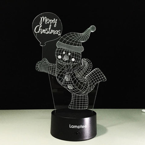 Image of Festival Merry Christmas Snowman 3D Illusion Lamp Night Light 3DL346