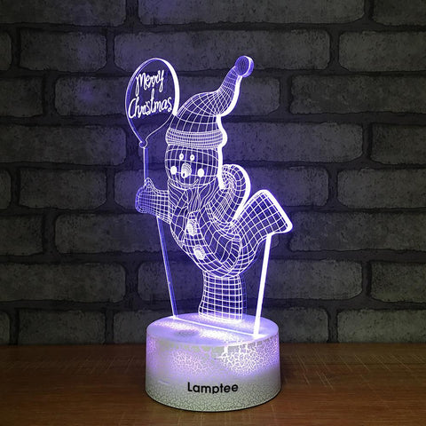 Image of Crack Lighting Base Festival Merry Christmas Snowman 3D Illusion Lamp Night Light 3DL346