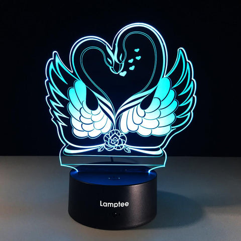 Image of Animal Lovemaking Swan 3D Illusion Night Light Lamp 3DL361