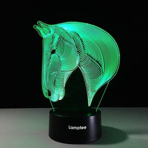 Image of Animal Fashion Animal Horse Head 3D Illusion Lamp Night Light 3DL392