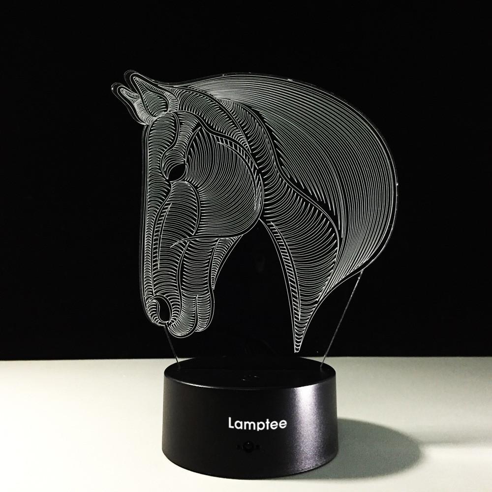 Animal Fashion Animal Horse Head 3D Illusion Lamp Night Light 3DL392