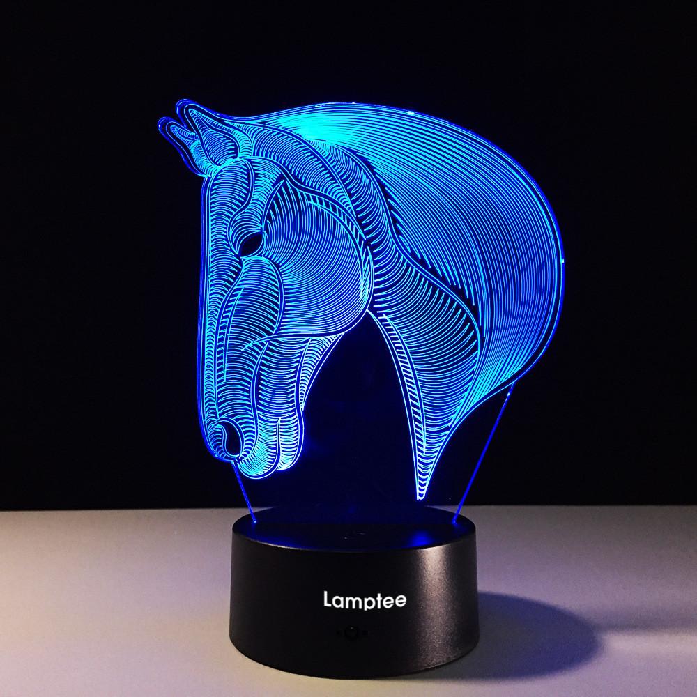 Animal Fashion Animal Horse Head 3D Illusion Lamp Night Light 3DL392