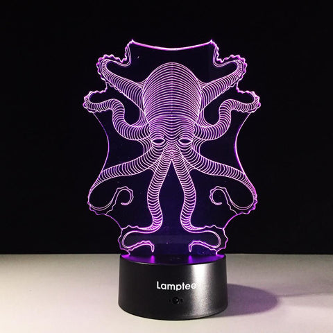 Image of Animal Underwater World Octopus 3D Illusion Lamp Night Light 3DL411