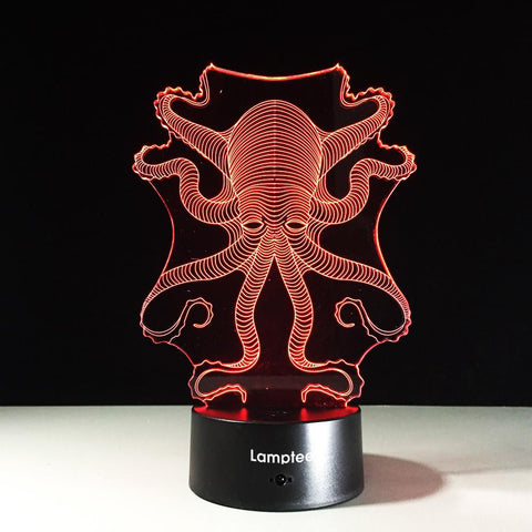 Image of Animal Underwater World Octopus 3D Illusion Lamp Night Light 3DL411