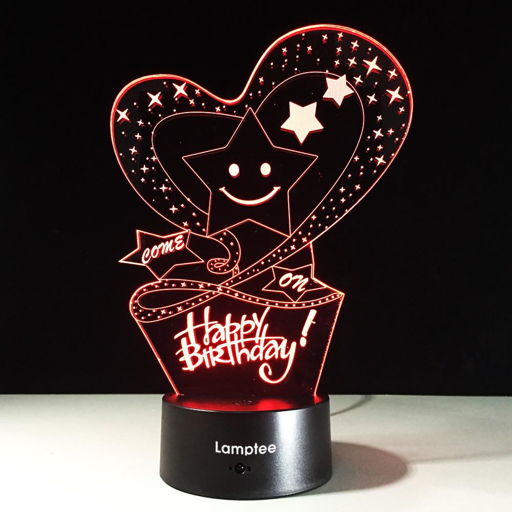 Festival Happy Birthday Word 3D Illusion Lamp Night Light 3DL154