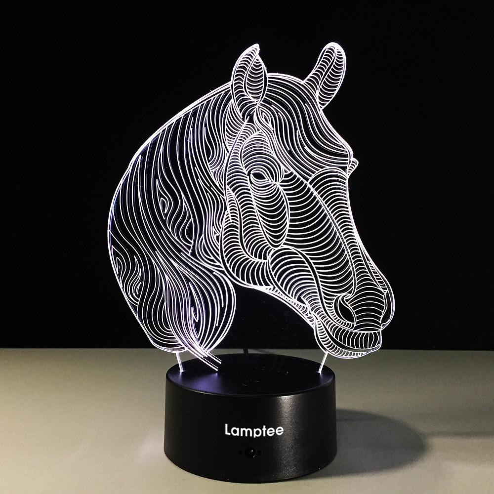 Animal Horse Head 3D Illusion Lamp Night Light 3DL527