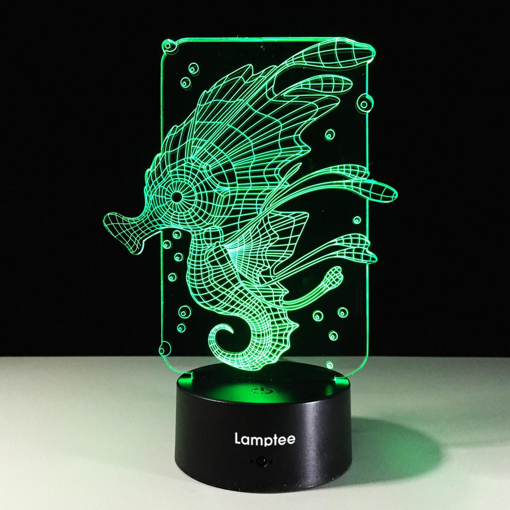 Animal Cute Sea Horse Shaped 3D Illusion Night Light Lamp 3DL464