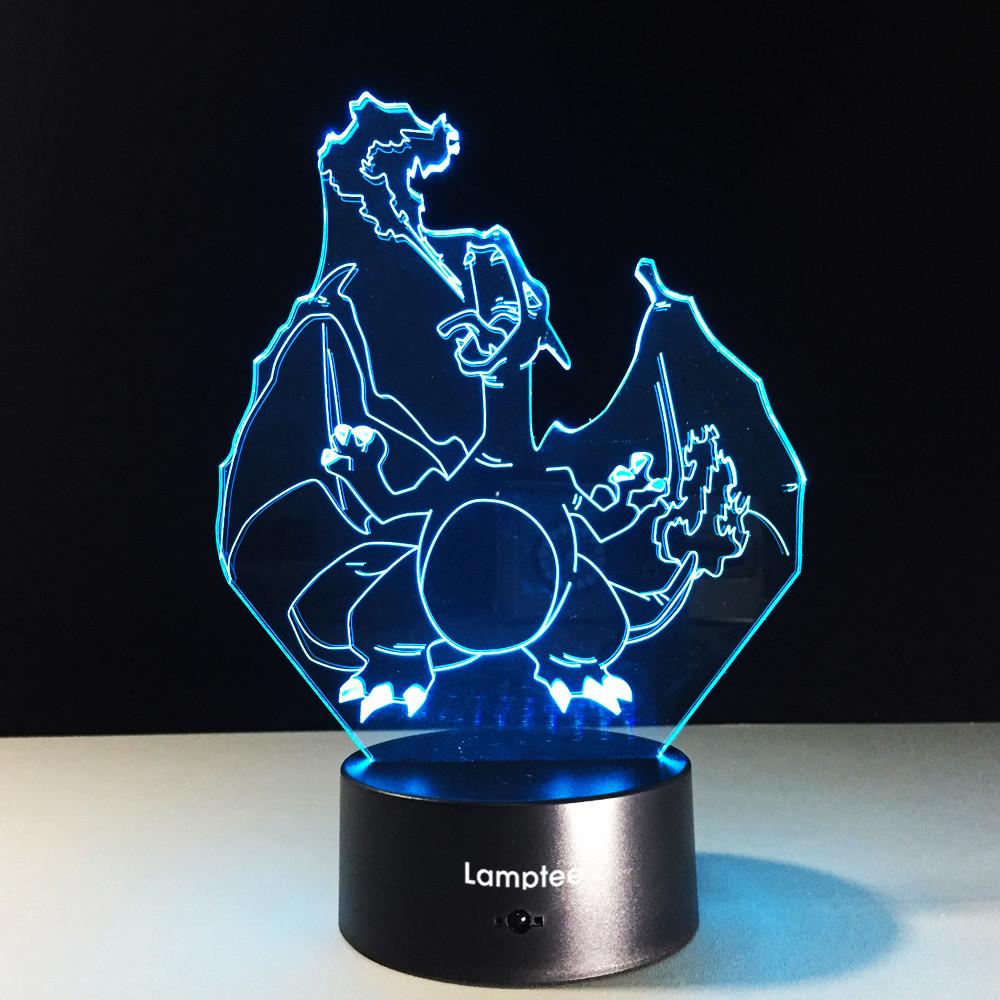 Anime Pokemon Charizard 3D Illusion Lamp Night Light 3DL386