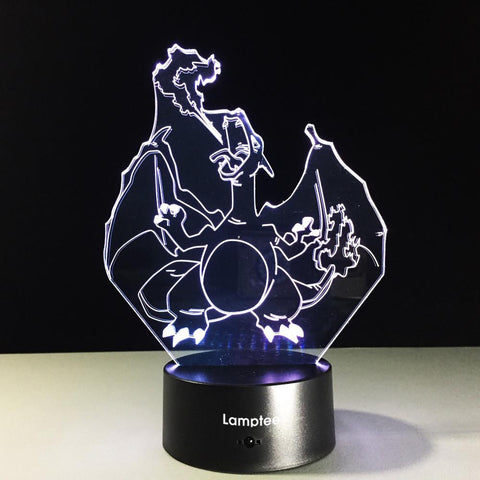 Image of Anime Pokemon Charizard 3D Illusion Lamp Night Light 3DL386