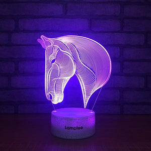 Crack Lighting Base Animal Fashion Animal Horse Head 3D Illusion Lamp Night Light 3DL392