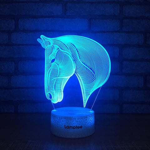 Image of Crack Lighting Base Animal Fashion Animal Horse Head 3D Illusion Lamp Night Light 3DL392