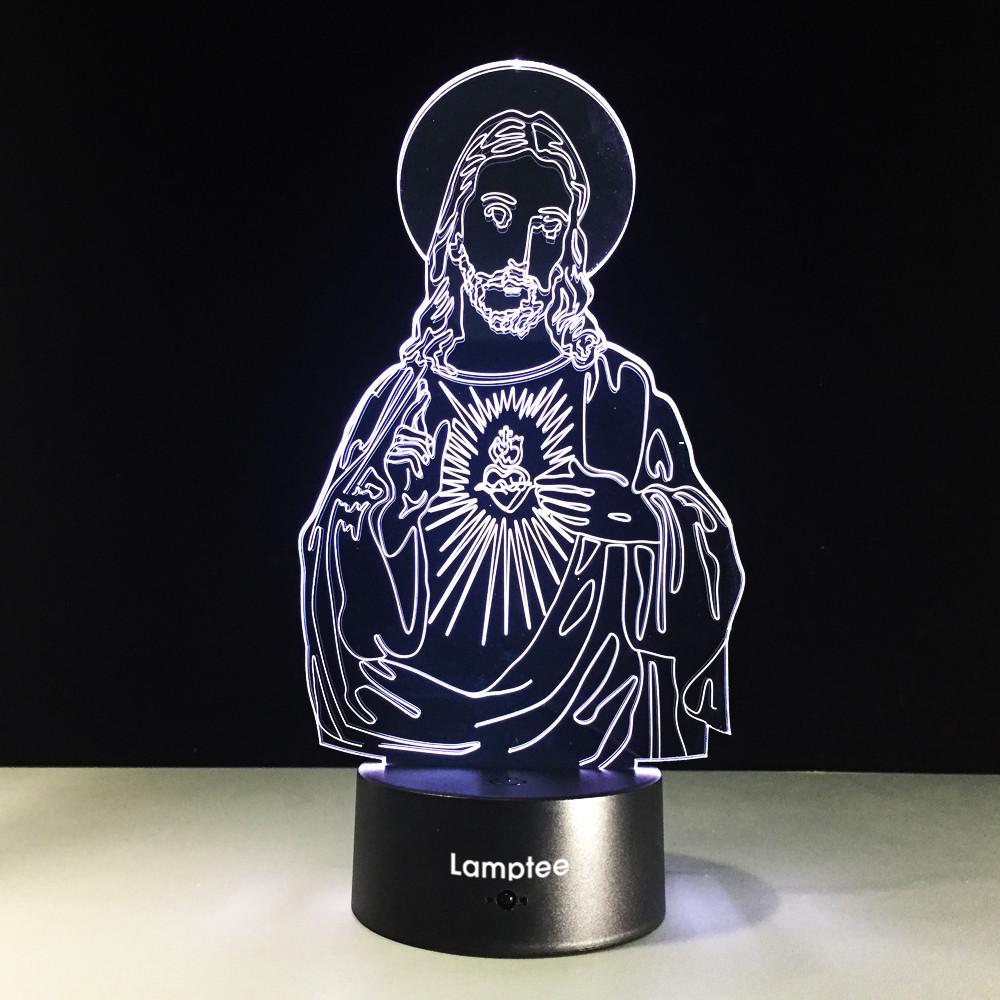 Festival Jesus Christ Shape 3D Illusion Lamp Night Light 3DL400