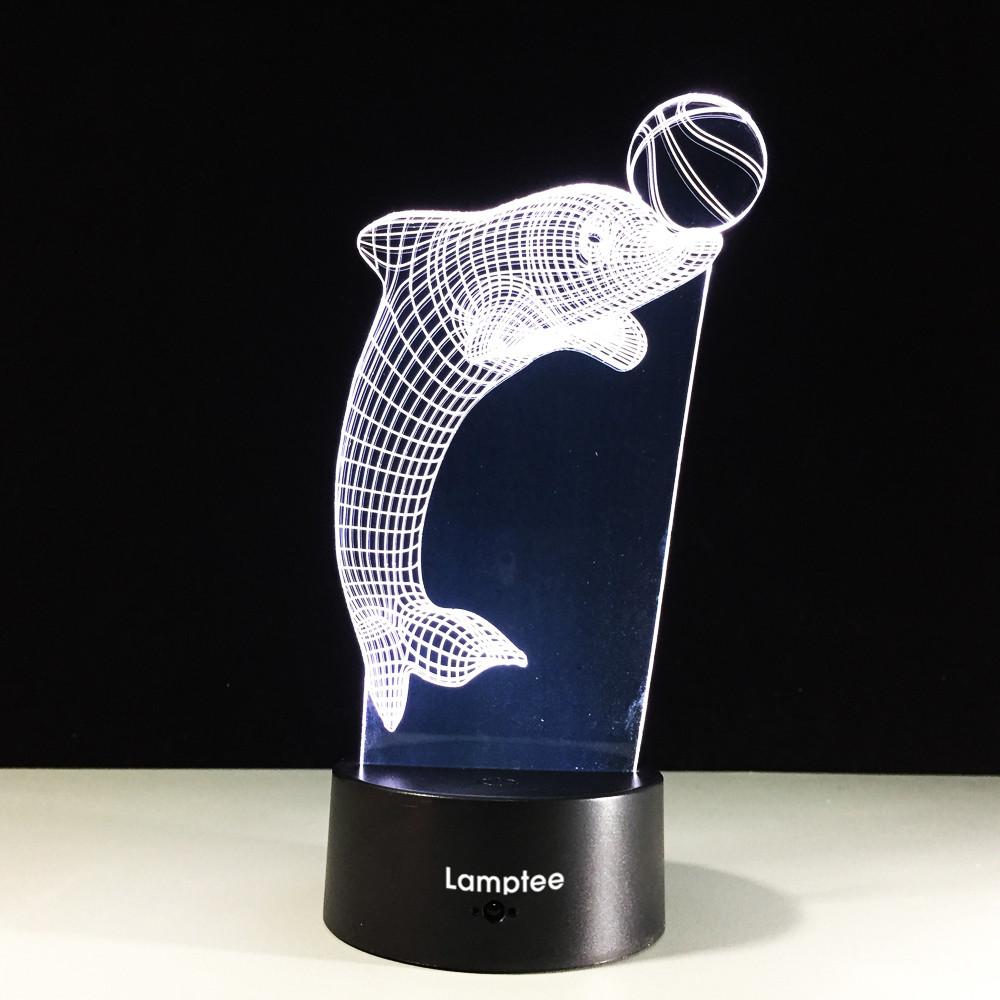 Animal Playful Dolphin Shaped 3D Illusion Night Light Lamp 3DL049