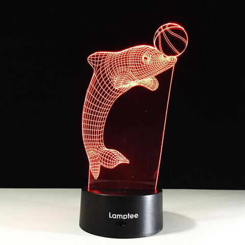 Image of Animal Playful Dolphin Shaped 3D Illusion Night Light Lamp 3DL049