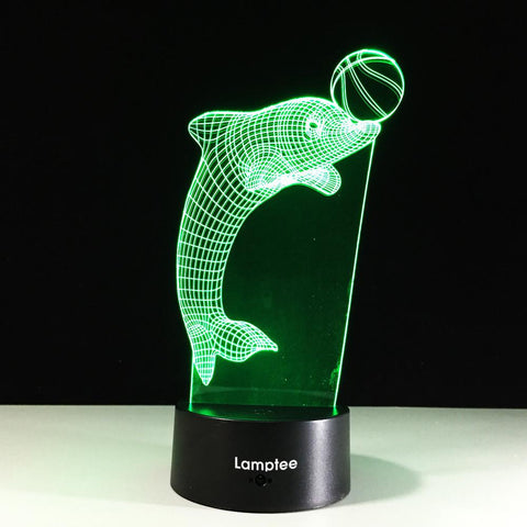 Image of Animal Playful Dolphin Shaped 3D Illusion Night Light Lamp 3DL049
