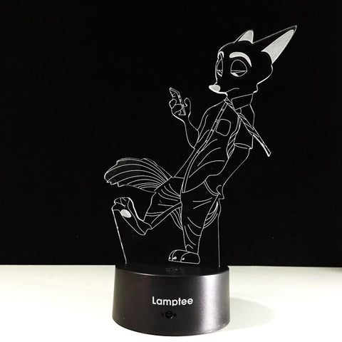 Image of Animal Cool Gentleman Fox 3D Illusion Night Light Lamp 3DL497