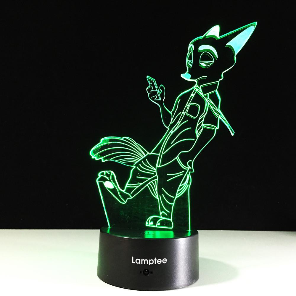 Animal Cool Gentleman Fox 3D Illusion Night Light Lamp 3DL497