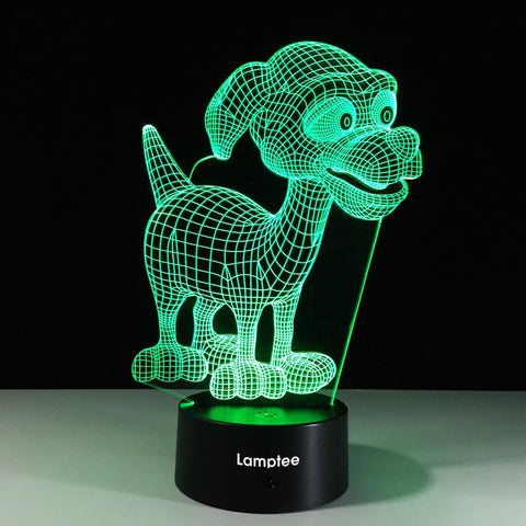 Image of Animal Cute Puppy Dog Shaped 3D Illusion Night Light Lamp 3DL510