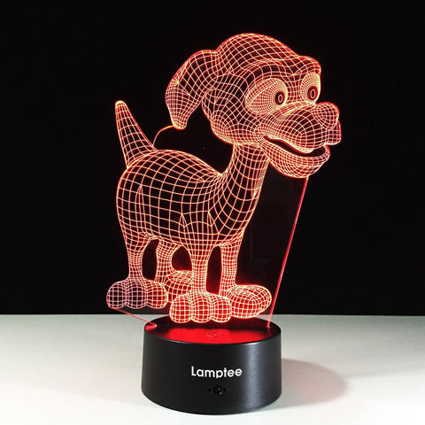 Image of Animal Cute Puppy Dog Shaped 3D Illusion Night Light Lamp 3DL510