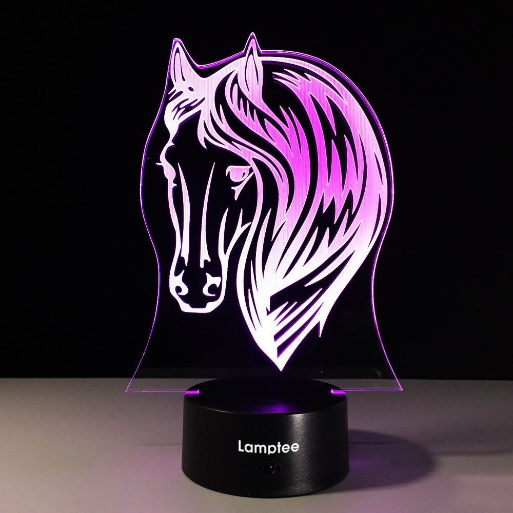 Animal Horse Head 3D Illusion Lamp Night Light 3DL521
