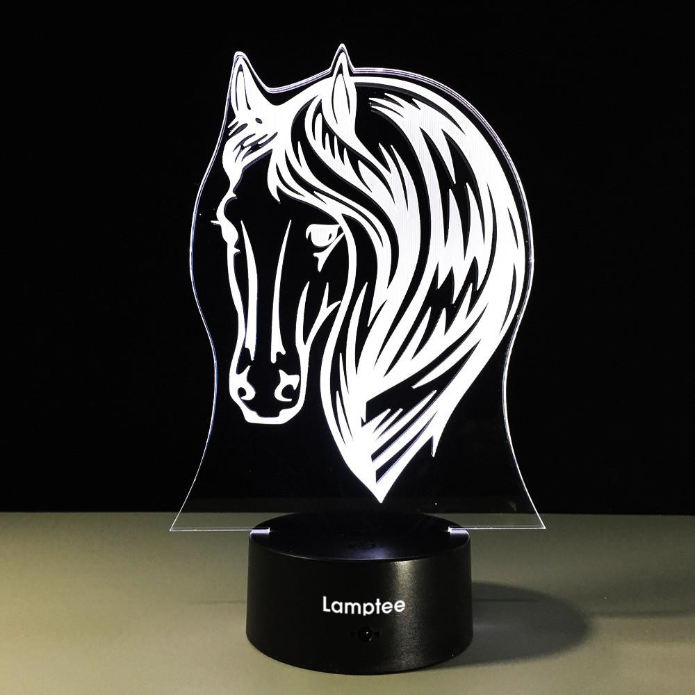 Animal Horse Head 3D Illusion Lamp Night Light 3DL521