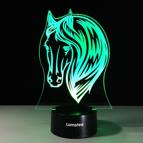 Image of Animal Horse Head 3D Illusion Lamp Night Light 3DL521