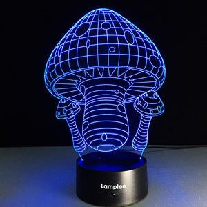 Other Creative Cartoon Mushroom 3D Illusion Lamp Night Light 3DL053