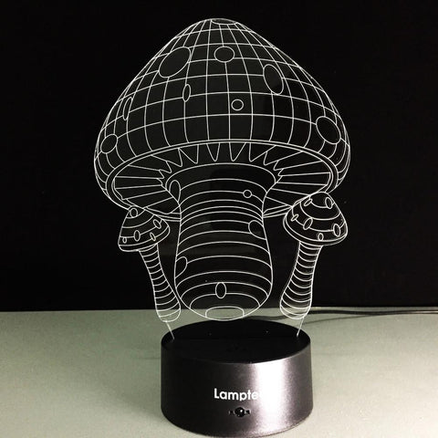 Other Creative Cartoon Mushroom 3D Illusion Lamp Night Light 3DL053