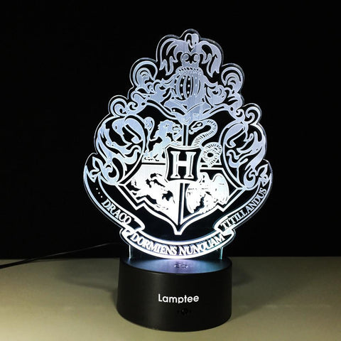 Image of Anime Harry Potter HOGWARTS Magic School Emblem 3D Illusion Night Light Lamp 3DL558