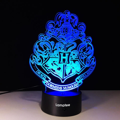 Image of Anime Harry Potter HOGWARTS Magic School Emblem 3D Illusion Night Light Lamp 3DL558