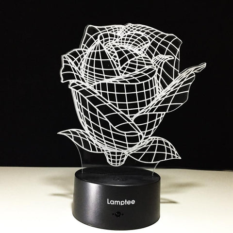 Image of Plant Romantic Rose Flower 3D Illusion Lamp Night Light 3DL563