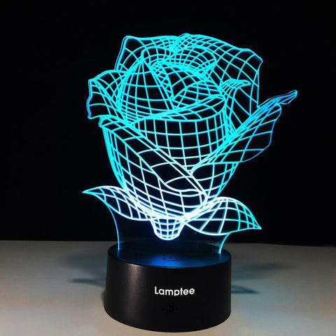 Image of Plant Romantic Rose Flower 3D Illusion Lamp Night Light 3DL563